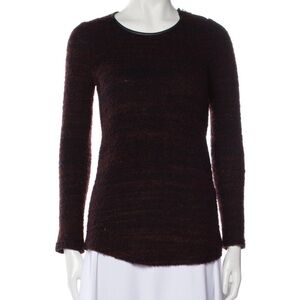 ISABEL MARANT Etoile Burgundy Black Stripe Pullover Sweater w/ Zip, Size Small S